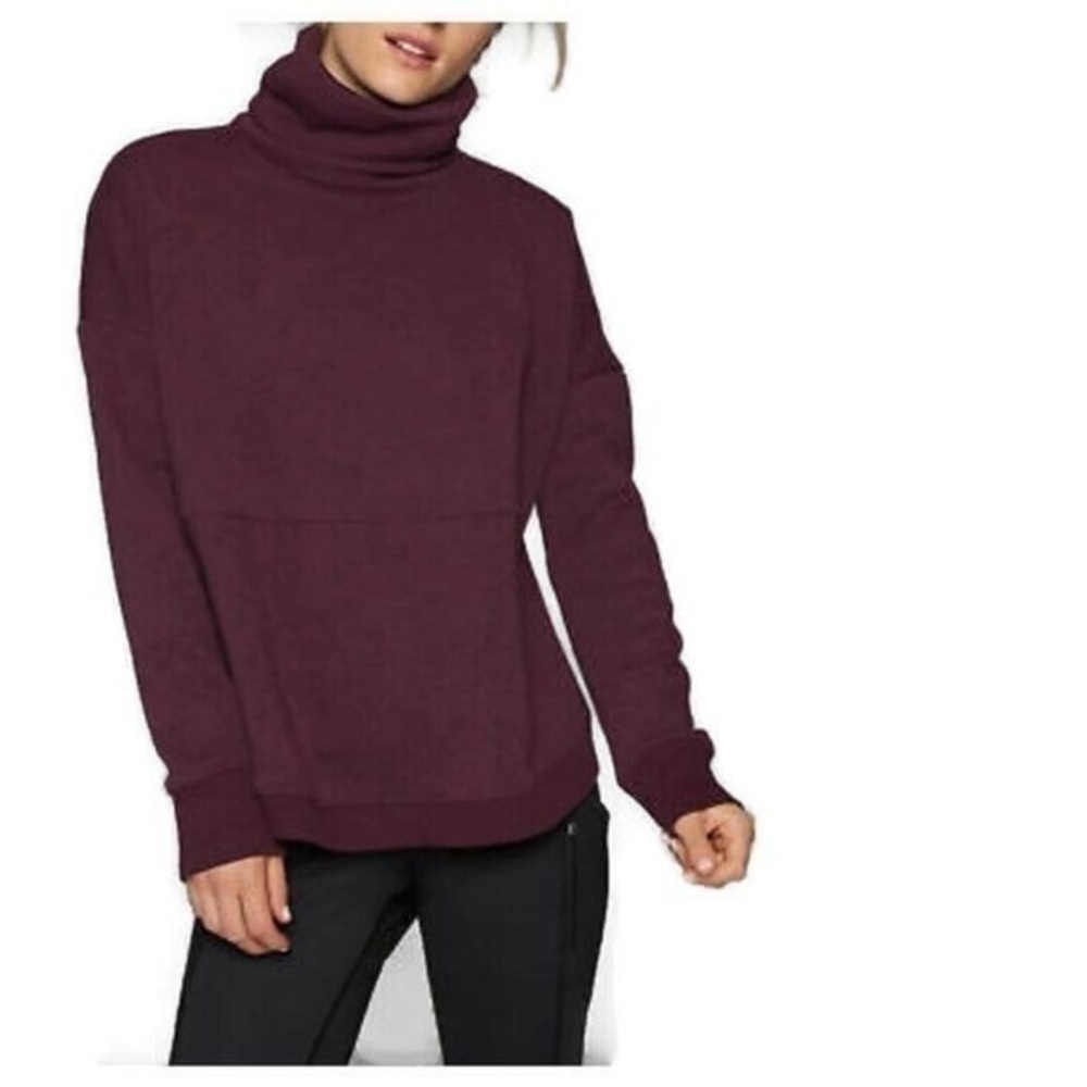 Athleta Cozy Karma Burgundy Purple Funnel Neck Sweatshirt Size XS X Small